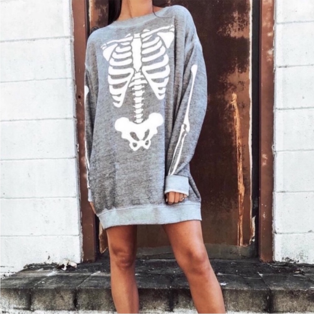 WILDFOX X Ray Vision Skeleton Road Trip Sweater